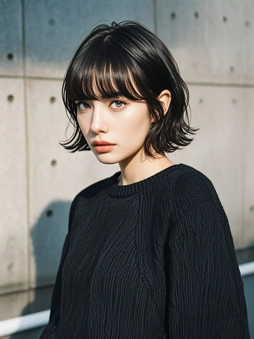 ミディアム ショートボブ ミディアムレイヤー ミディアムパーマ アッシュ ボブ カット ヘアカラー トリートメント ウルフカット 811 大阪梅田 ウルフのヘアスタイル