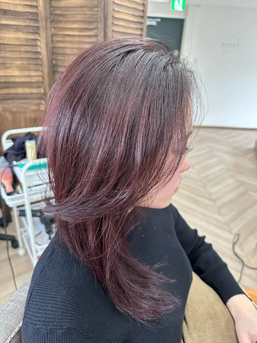 セミロング カラー ブリーチ ダブルカラー ブリーチなしカラー be flotのヘアスタイル