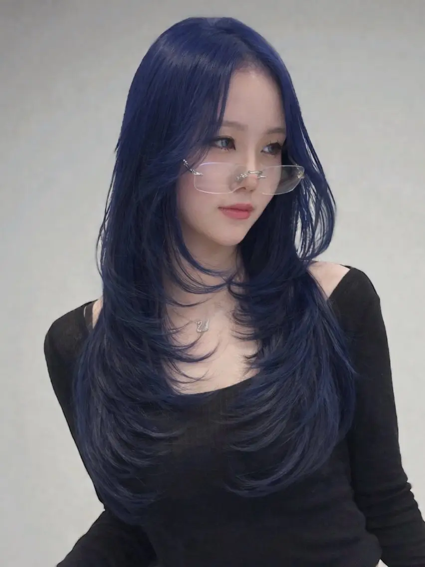 ロング カラー ヘアアレンジ カット ヘアカラー トリートメント ヘッドスパ ヘアセット 韓国レイヤーカット /韓国トレンドカラーのヘアスタイル
