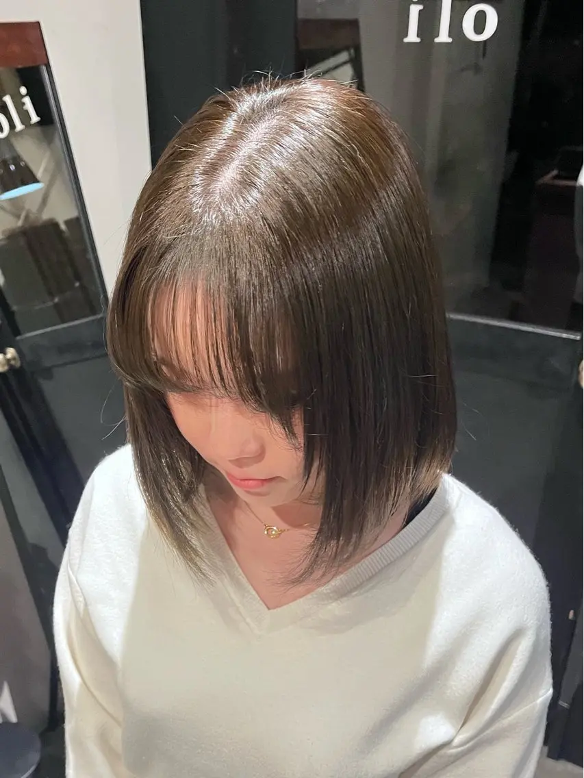 【ショート、ボブ】ブリーチなしワンカラー🩵👩の写真