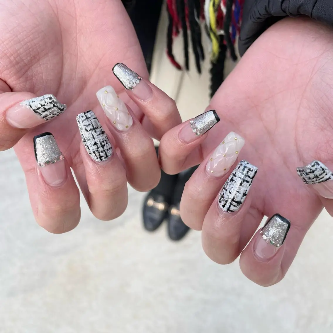 ネイル ツイードネイル ハンドネイル Sea  nail by emaのネイルデザイン
