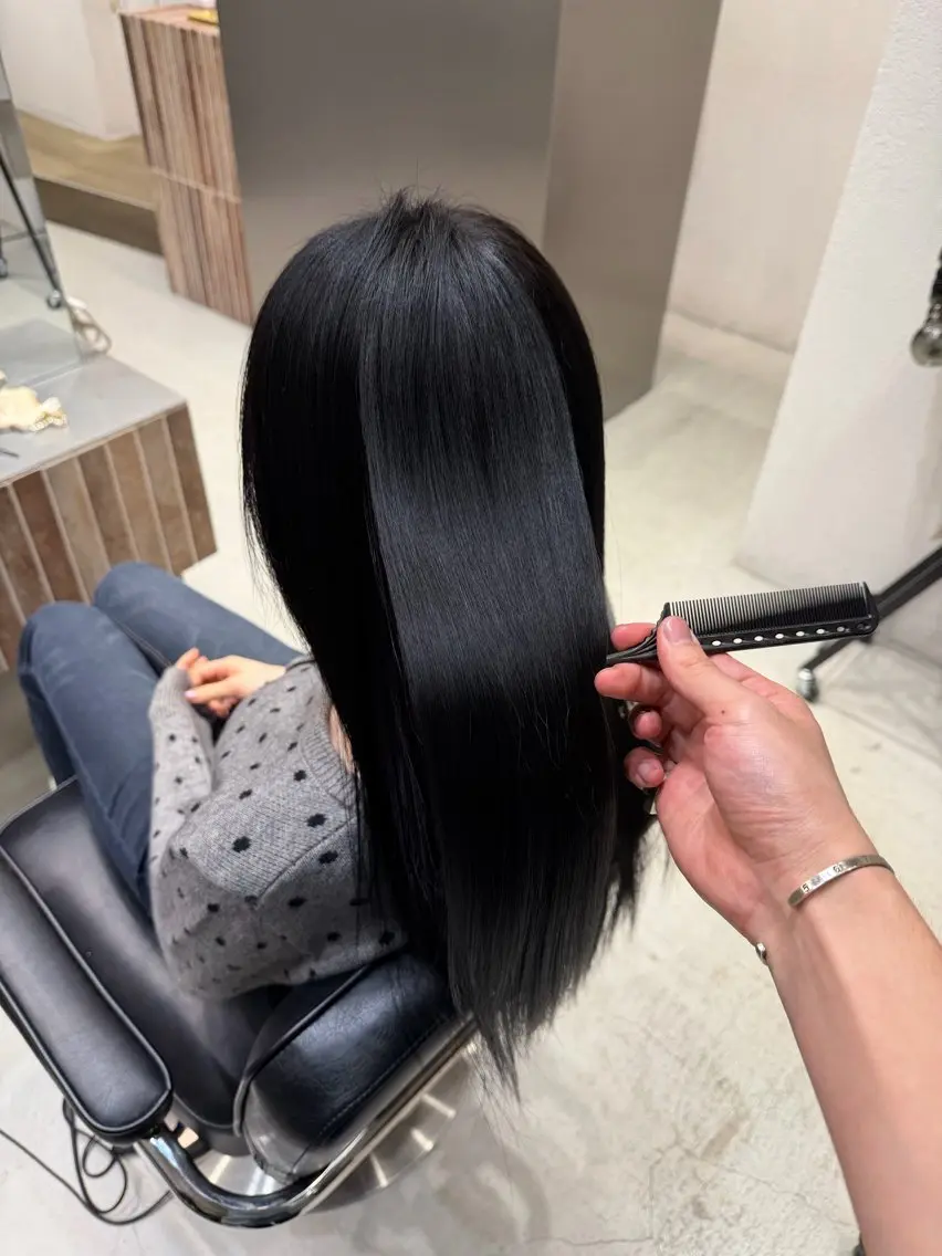 ロング 韓国風カラー 韓国風ヘア ヘアカラー トリートメント ヘアセット 🫧透明感カラー/ 髪質改善/縮毛/🫧のヘアスタイル