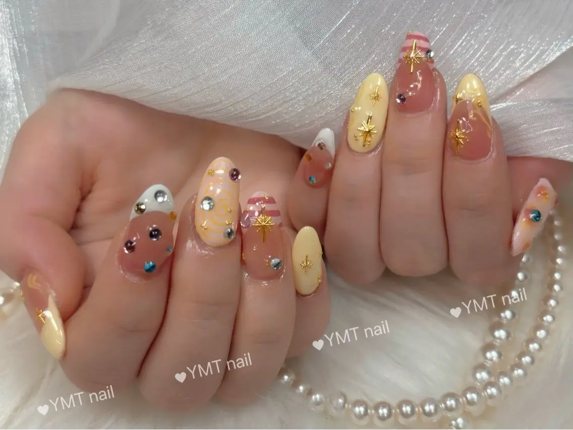 ネイル 長さ出し フットネイル ジェルネイル 韓国ネイル マグネットネイル ハンドネイル YMT. NailStudioのネイルデザイン