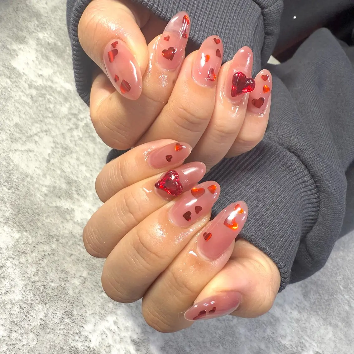 ネイル ハート バレンタイン ハンドネイル ★Rinail... .のネイルデザイン