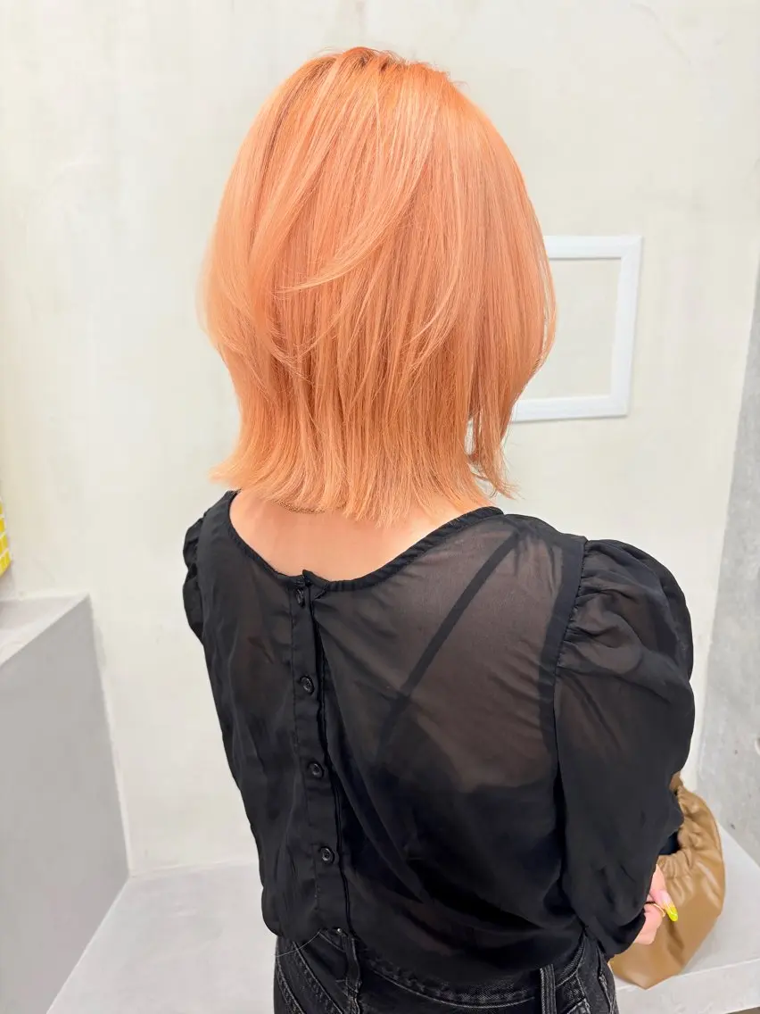 ミディアム カラー オレンジ カット ヘアカラー トリートメント yuuna/ ハッシュカット🎀のヘアスタイル