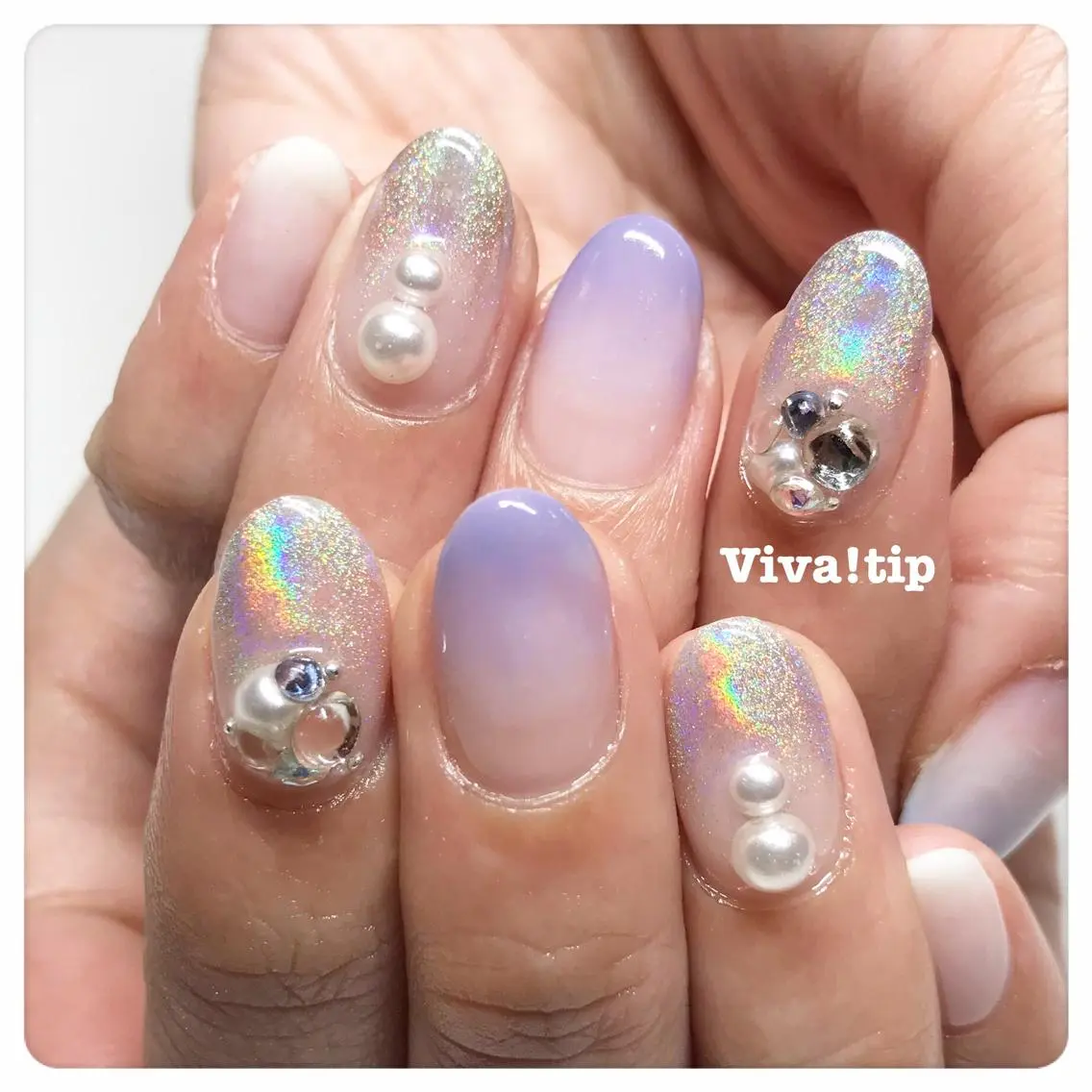 ネイル グラデーション ミラーネイル 春ネイル Viva!tip ビバティップネイルのネイルデザイン