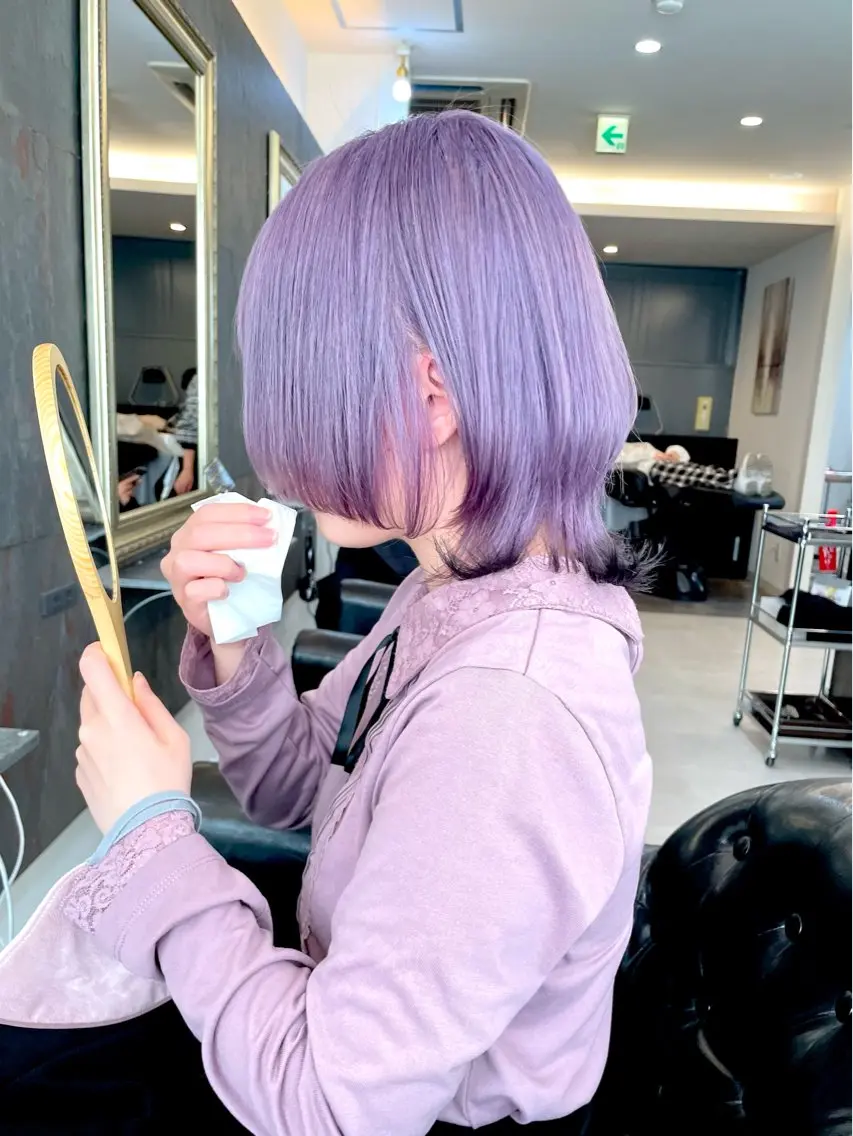 ミディアム カラー ハイトーンカラー ラベンダーカラー ウルフカット カット ヘアカラー トリートメント ハイトーン/レイヤー /ウルフ⭐️永田⭐️のヘアスタイル