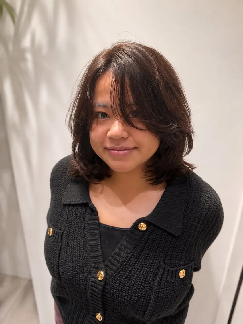 ミディアム ミディアムレイヤー くびれヘア 顔まわりレイヤー 外国人風カラー レイヤーカット カット ヘッドスパ 銀座/ハイレイヤー/ 艶髪カラー/田中颯士のヘアスタイル