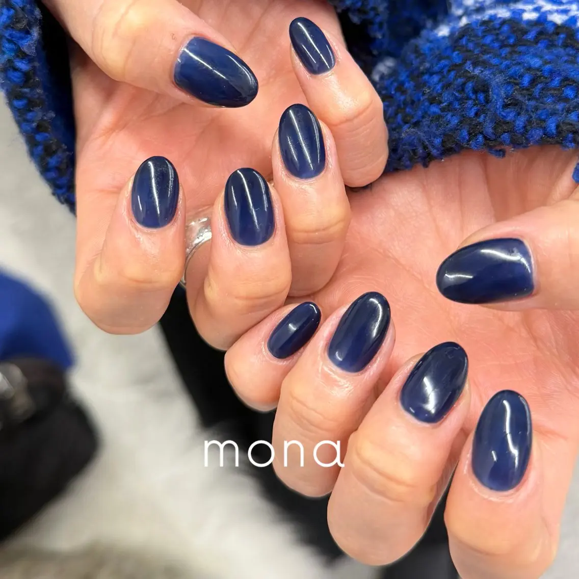 ネイル ブルー ネイビー ワンカラーネイル mona Maiのネイルデザイン