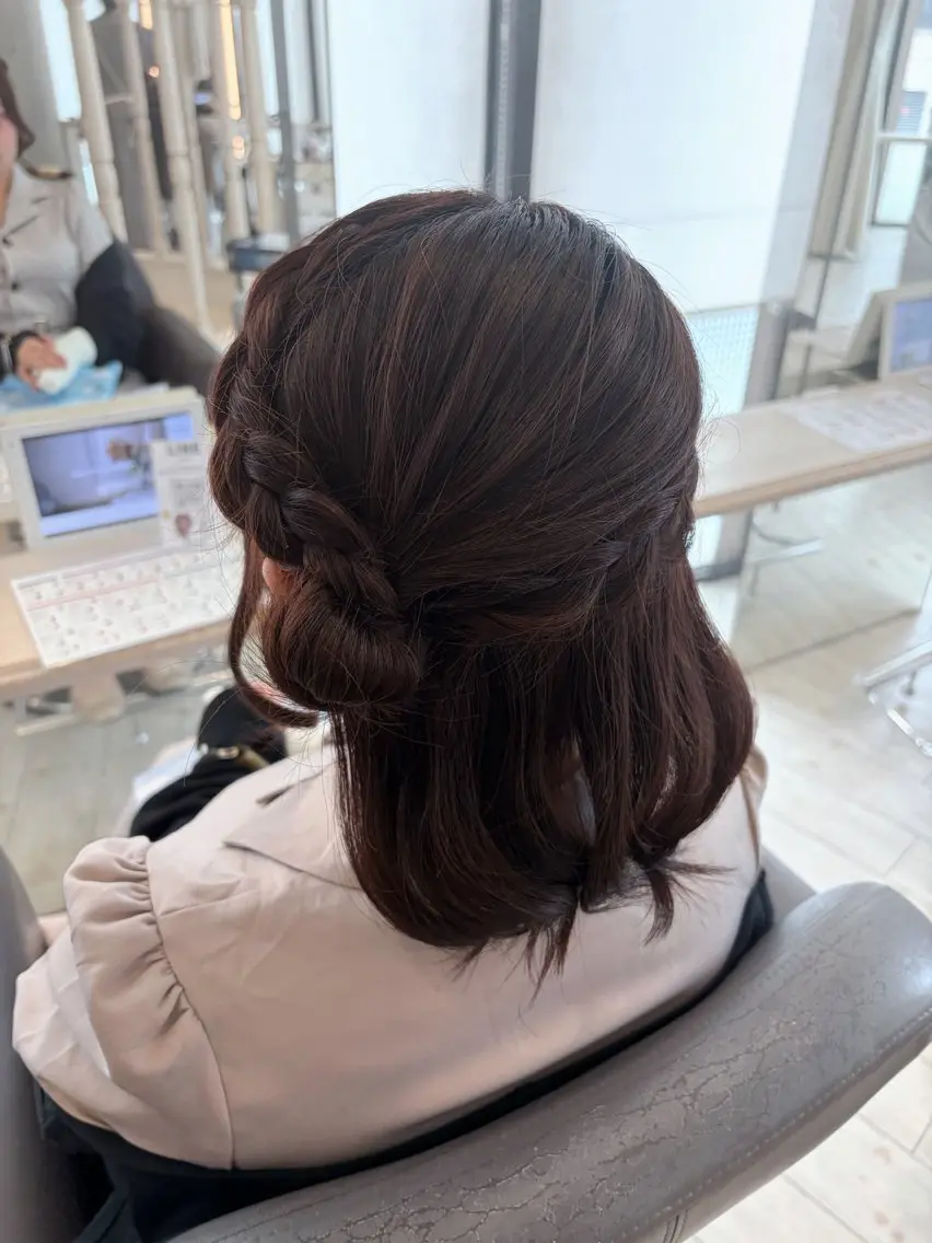 ミディアム ヘアアレンジ ヘアセット ヘアメ⑅̥艶カラー ⑅̥honokaのヘアスタイル