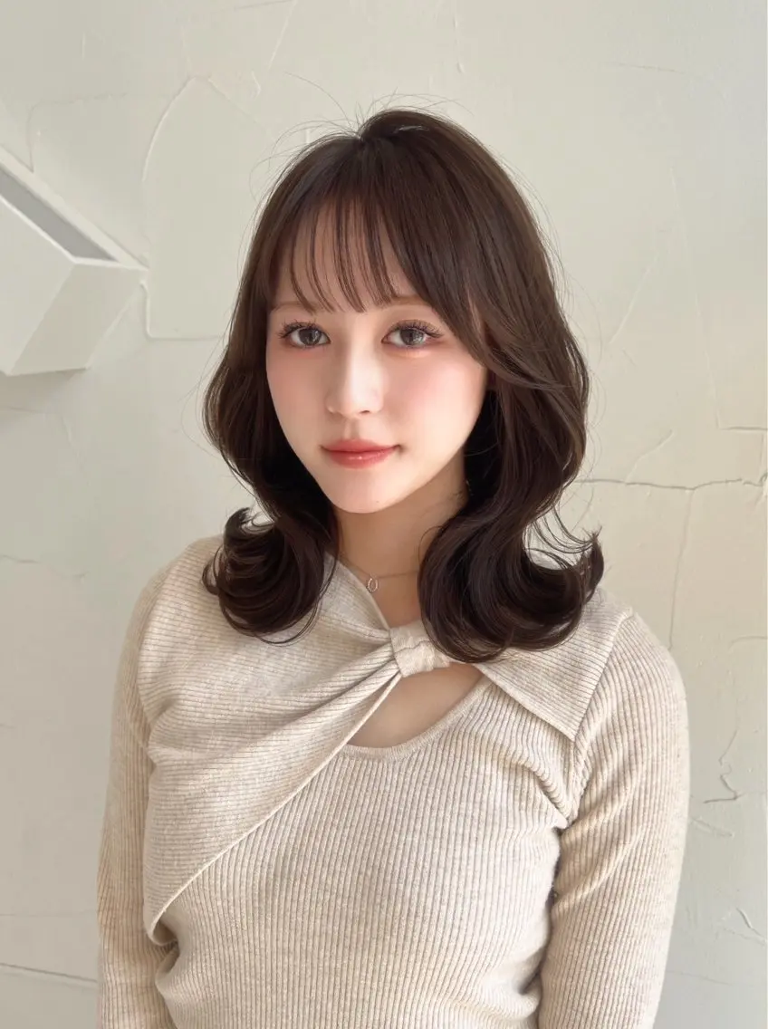 セミロング カラー ヘアアレンジ ヘアカラー みっちー/縮毛矯正/ 艶カラーのヘアスタイル