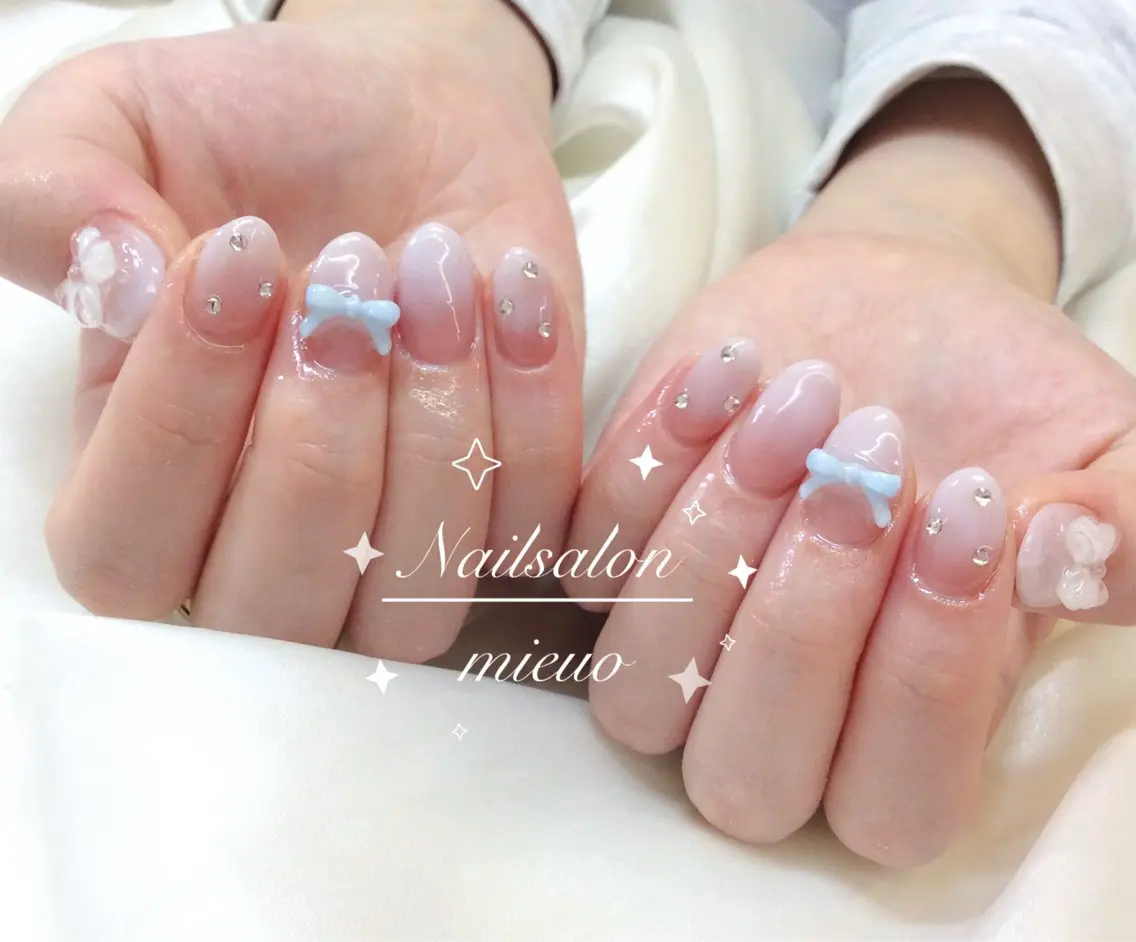ネイル リボン ハンドネイル ネイルサロン ミューオのネイルデザイン