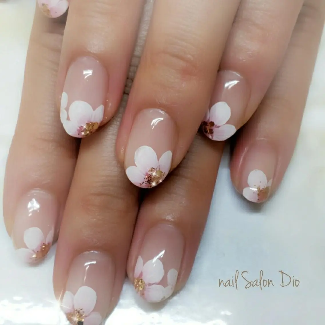ネイル 桜ネイル フレンチネイル Nail salon Dioのネイルデザイン