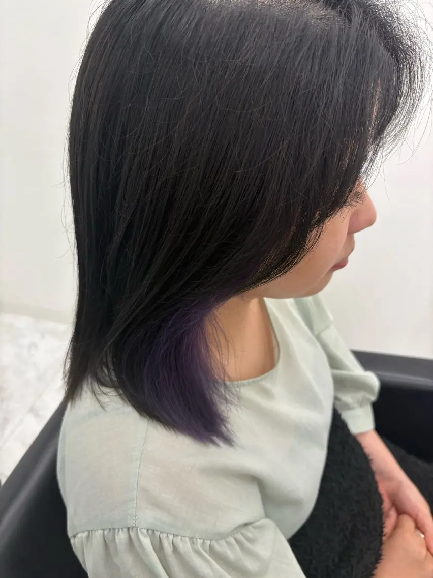ミディアム パープルカラー カット ヘアカラー トリートメント 髪質改善サロン🫧 セキチサトのヘアスタイル