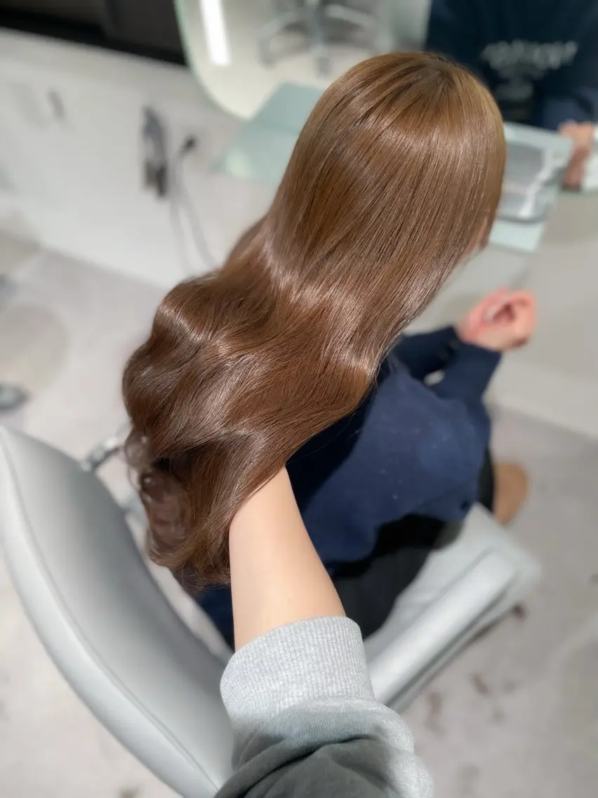 セミロング ヘアカラー 縮毛矯正 トリートメント 透明感巻ける縮毛矯正 可愛いStyle杏琉のヘアスタイル