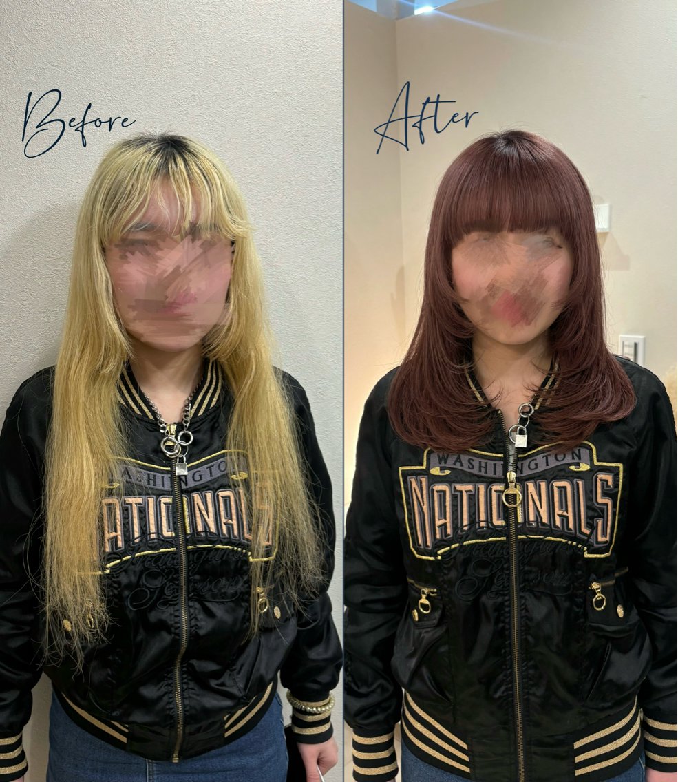 セミロング カラー ヘアアレンジ ブラウンカラー ハイトーンカラー ピンクカラー ピンクブラウン レイヤーカット カット トリートメント レイヤー/似合わせ YUIのヘアスタイル