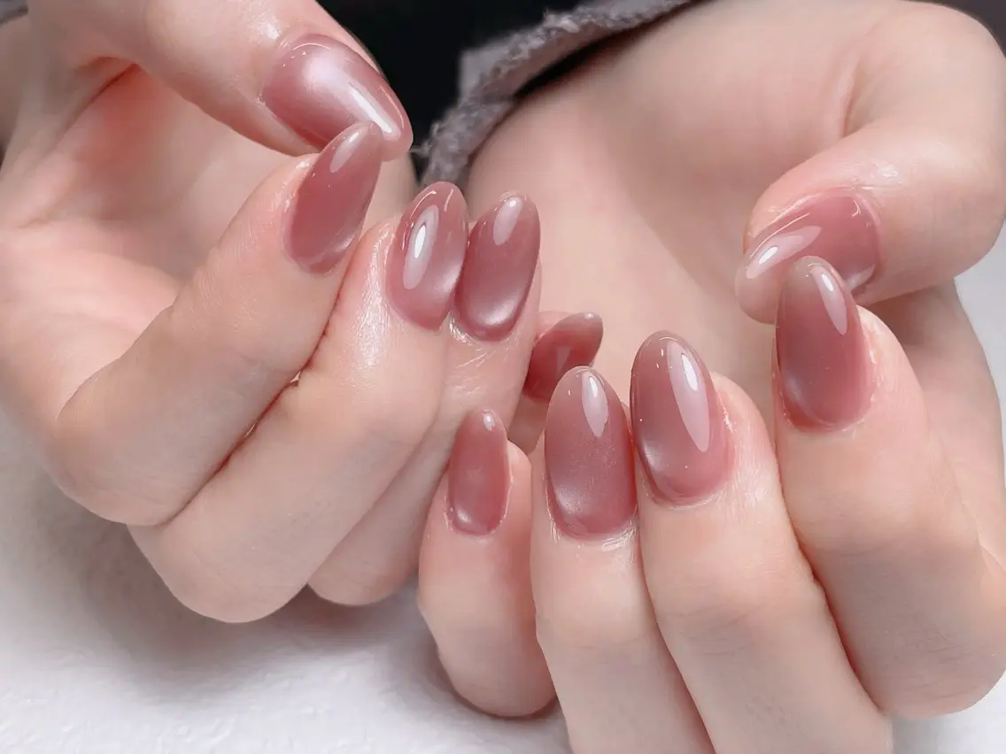 ネイル ボルドー ブラウン チークネイル 長さ出し フレンチネイル 中野駅から2分 MEO NAILのネイルデザイン