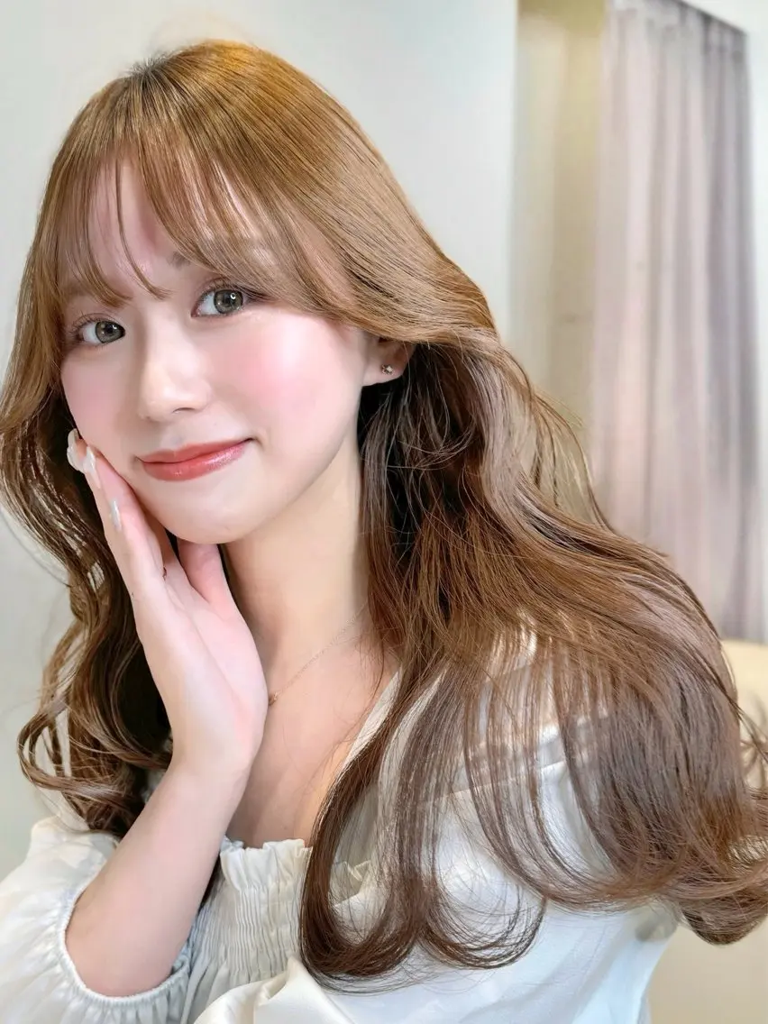 ミディアム カラー カット ヘアカラー トリートメント ヘッドスパ ヘアセット 韓国ヘア/レイヤー/ 顔まわり/りょーとのヘアスタイル