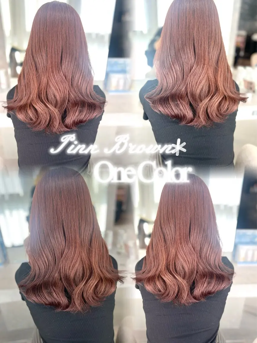 セミロング カラー ブラウンカラー ピンクカラー ピンクブラウン ヘアカラー トリートメント 🍑ももか🍑透明感 カラー/赤羽🦋のヘアスタイル