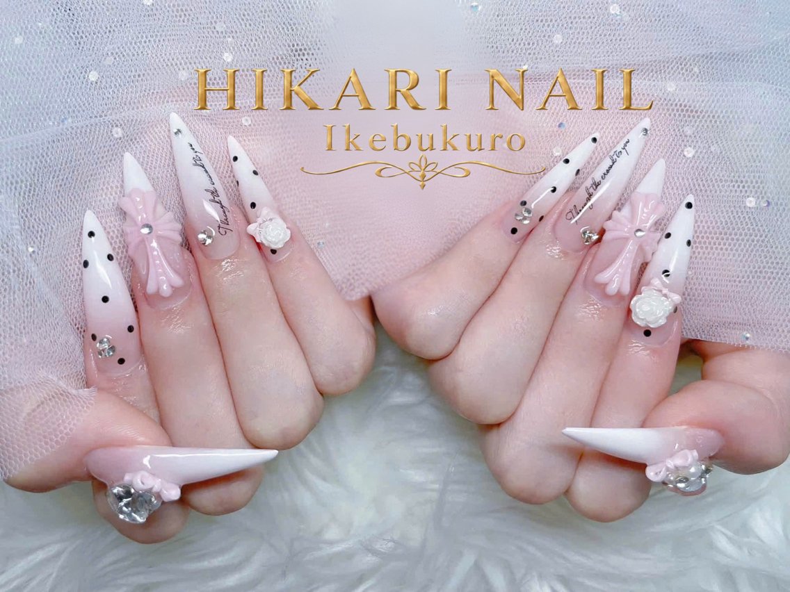 ネイル チークネイル 長さ出し フレンチネイル ガーリー ハロウィン ハンドネイル HikariNail Ikebukuroのネイルデザイン