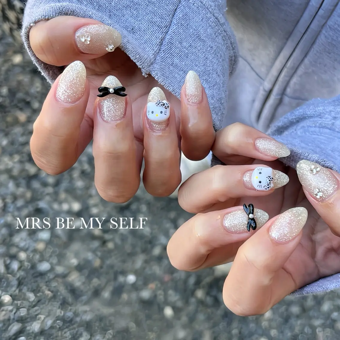 ネイル フラッシュネイル ジェルネイル キラキラネイル リボン MRS/ miyu🎀のネイルデザイン