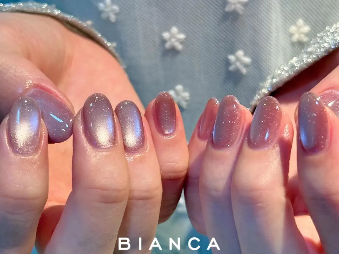 ネイル キラキラネイル ラメ(グリッター) マグネットネイル オフィスネイル シンプルネイル ハンドネイル Bianca栄店 はるなのネイルデザイン