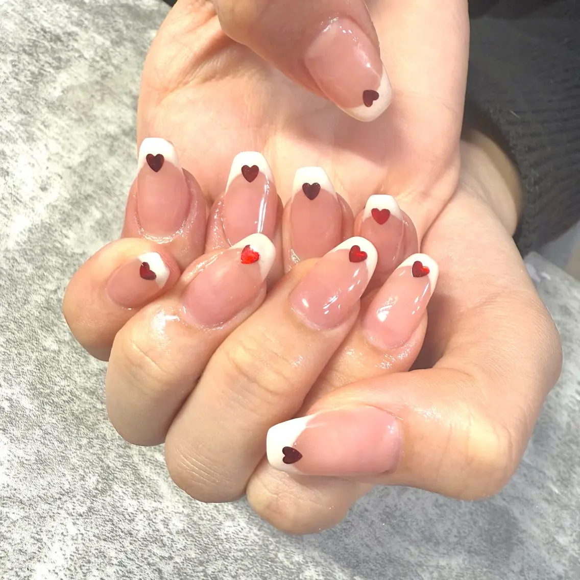 ネイル フレンチネイル ハート ハンドネイル ★Rinail... .のネイルデザイン