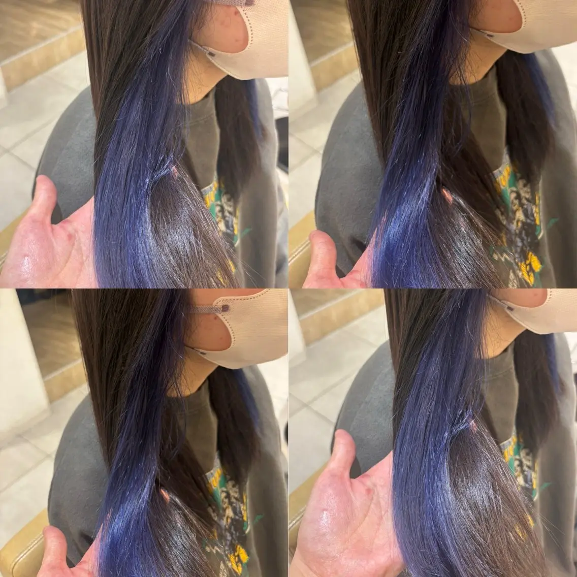 ロング カラー ブルーカラー インナーカラー ラベンダーカラー お客様満足度No.1 🐶柴田みどりのヘアスタイル
