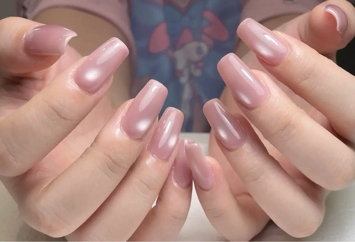 ネイル 長さ出し フレンチネイル ジェルネイル ガラスフレンチ 韓国ネイル 中野駅から2分 MEO NAILのネイルデザイン