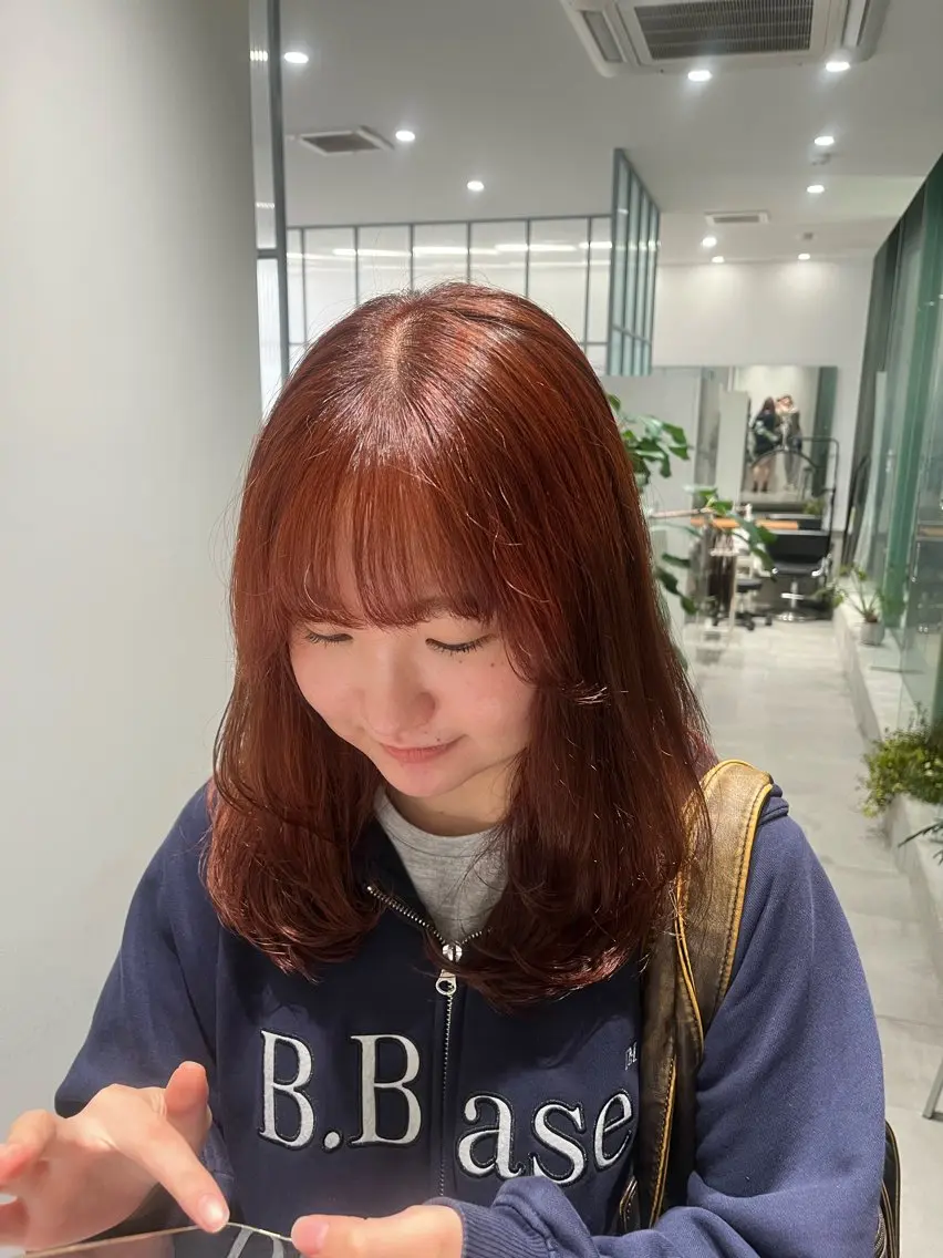 【オレンジカラー🍊🧡】ツヤ感カラー+トリートメント🫧の写真