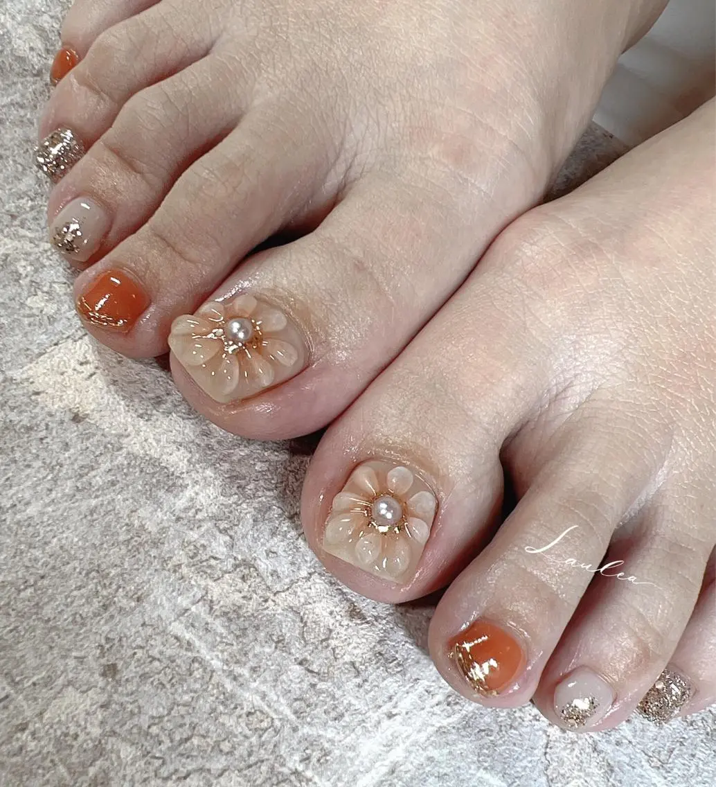 ネイル フットネイル 韓国ネイル nail salon Lauleaのネイルデザイン
