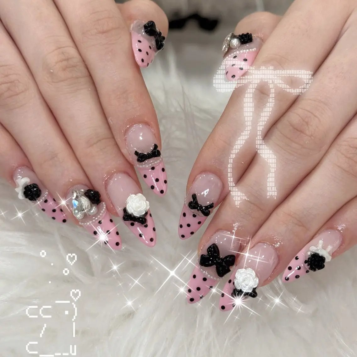 ネイル ハンドネイル ハンドケア 🎀うかん 🎀チップ長さ出しのネイルデザイン