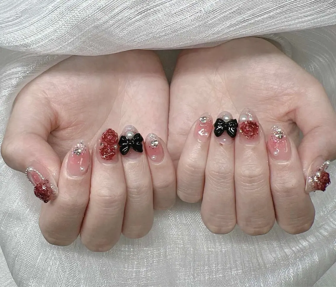 ネイル 長さ出し グラデーション 卒業式 キラキラネイル マグネットネイル ハンドネイル Lee Nailsのネイルデザイン