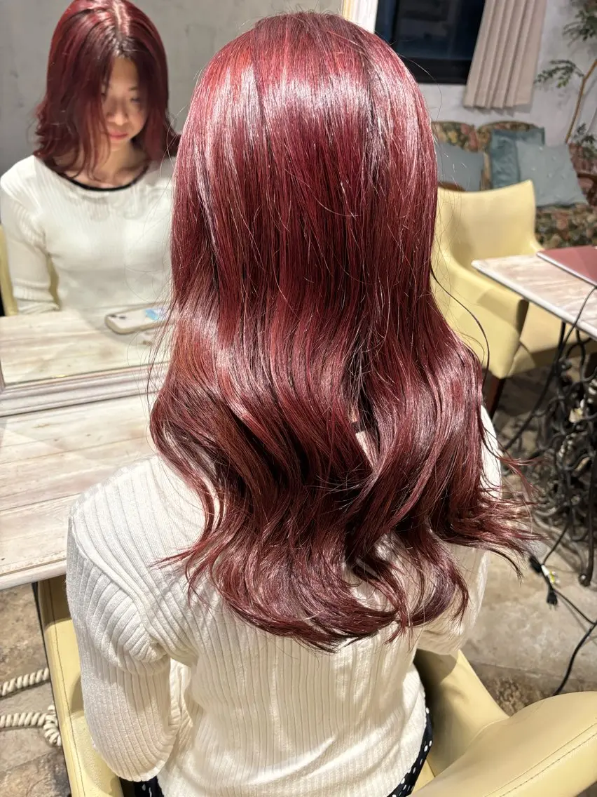 ロング カラー ピンクカラー マンツーマン 半個室サロン中田大喜のヘアスタイル