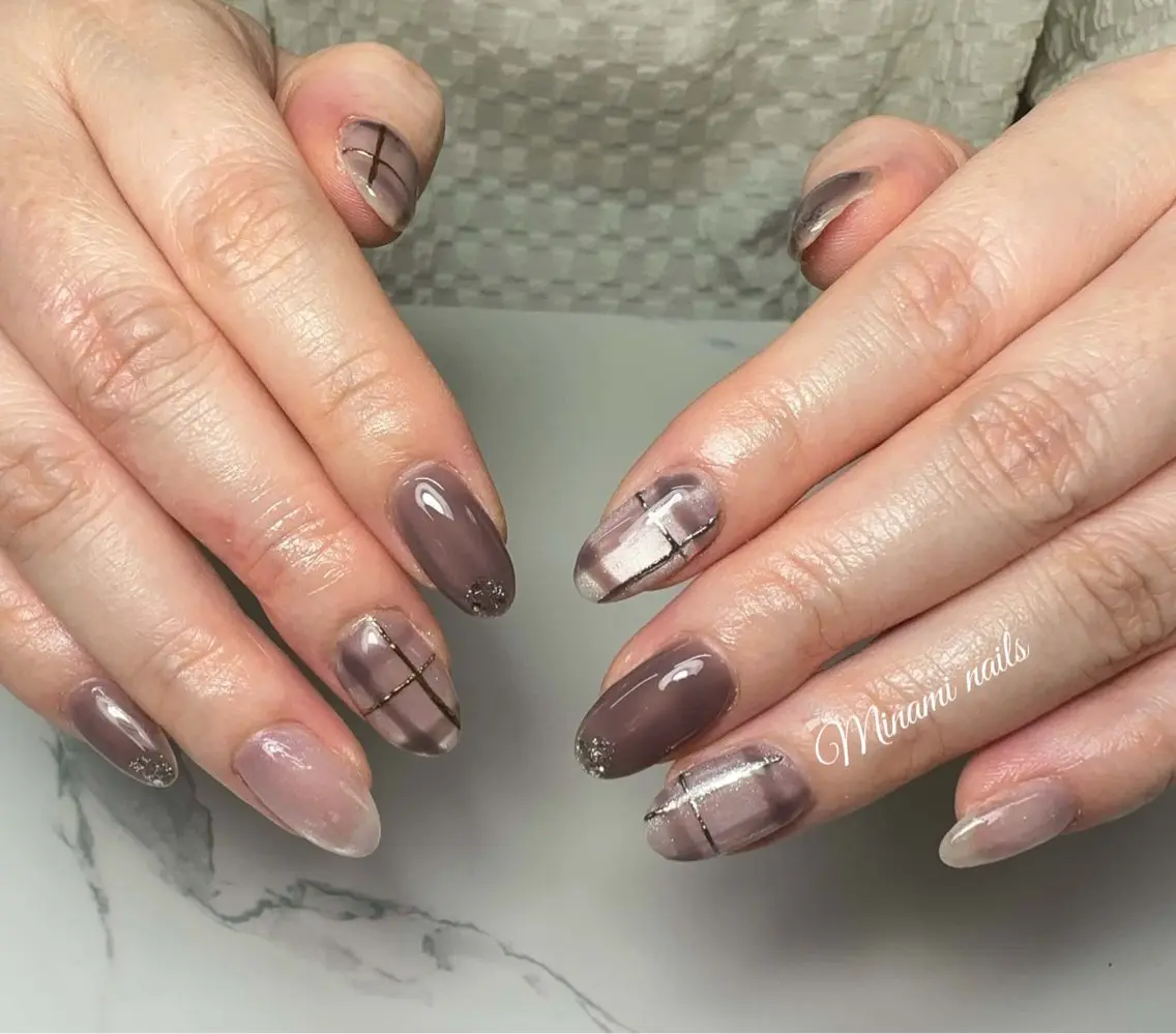 ネイル アートネイル ガーリー キラキラネイル 韓国ネイル マグネットネイル ハンドネイル Minami Nailsのネイルデザイン