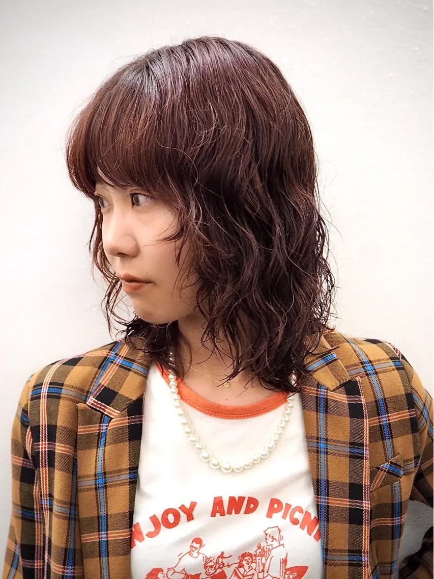 ミディアム パーマ カット パーマ トリートメント 似合わせレイヤー/ ケアパーマ/高倉のヘアスタイル