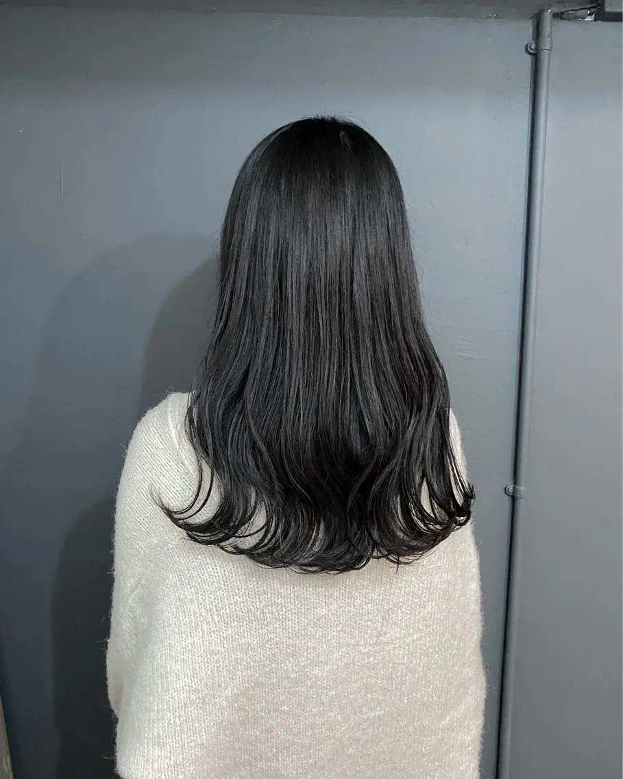 ロング カラー カット ヘアカラー 暗髪とオリーブ🌿 渡辺拓人のヘアスタイル
