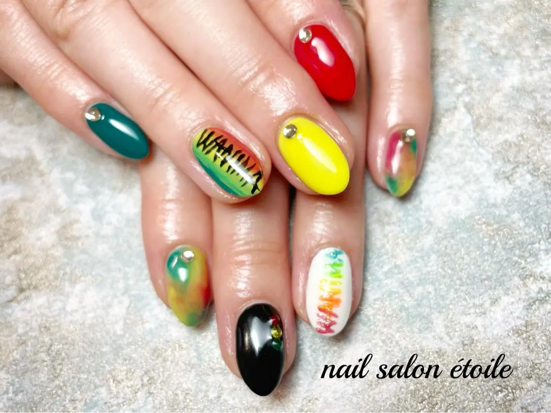 ネイル アートネイル ジェルネイル グラデーション 大理石ネイル(マーブル) フットネイル nail salon étoileのネイルデザイン
