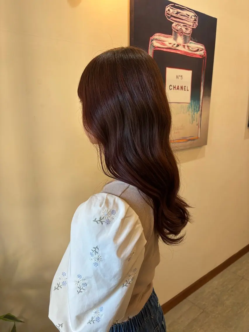 ロング カラー ヘアカラー トリートメント 兼子莉彩 ／暗髪🤎／暖色🍒のヘアスタイル