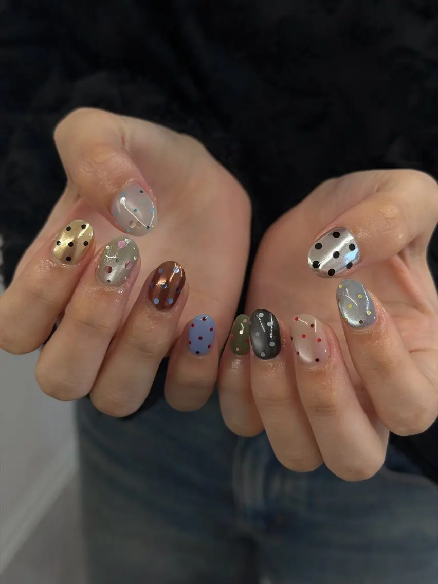 ネイル ドット ジェルネイル マグネットネイル ニュアンスネイル パラジェル ハンドネイル ハンドケア Bana_ Nailのネイルデザイン