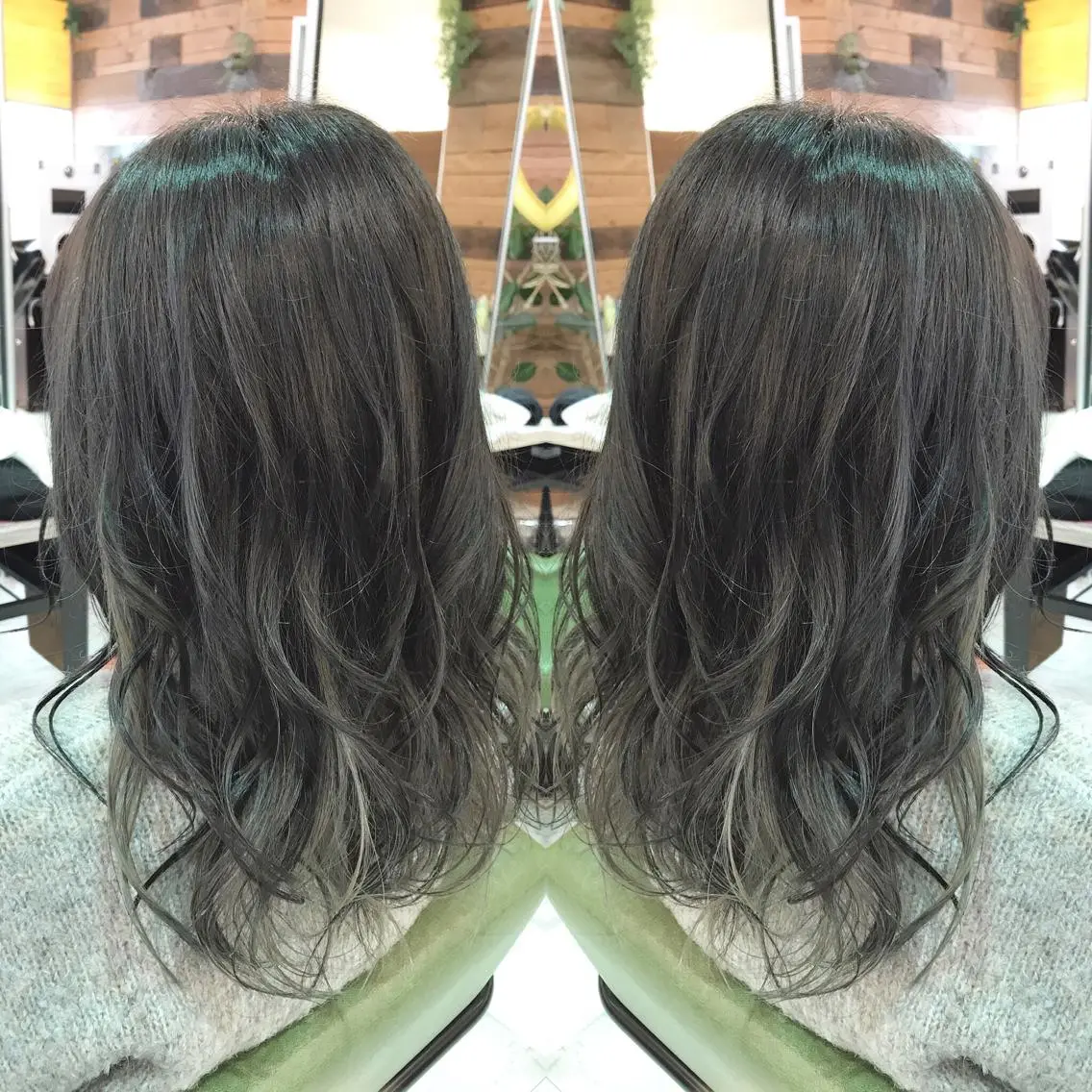 セミロング カラー ハイライトカラー インナーカラー ハイライト 青木 茂樹⭐️ 透明感カラーのヘアスタイル