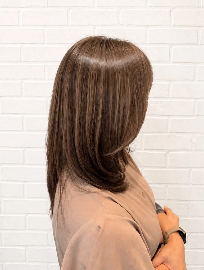 ミディアム カラー ヘアアレンジ ベージュカラー ブラウンカラー ブラウンベージュ レイヤーカット カット ヘアカラー トリートメント ヘアセット 【白髪ぼかしの匠】 【ショートの極】平野のヘアスタイル