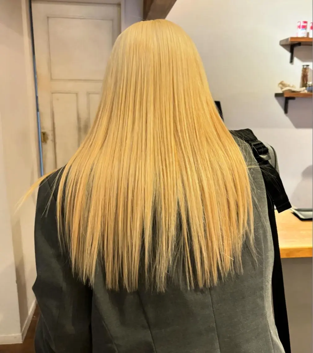 ロング カラー 抜きっぱなしブロンド ファッションに 溶け込むstyleのヘアスタイル
