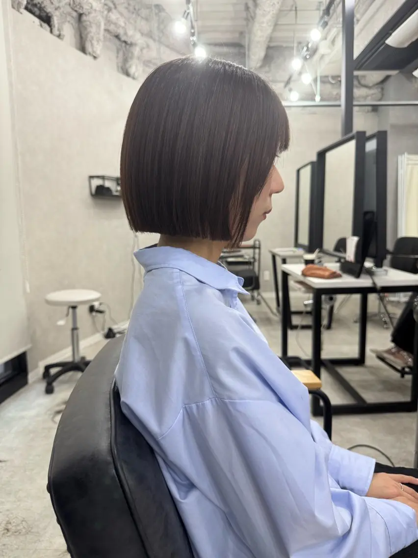 ショート 切りっぱなしボブ ボブ 無料カットモデル/ 梅田🌱さかそ。のヘアスタイル