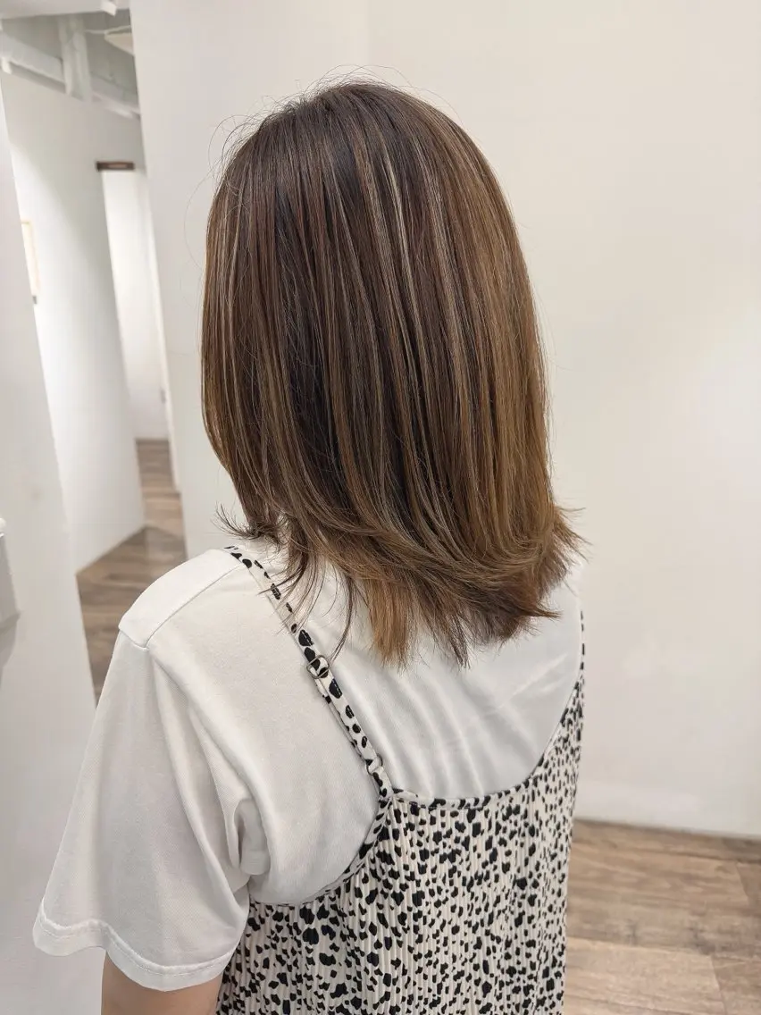 ミディアム カラー カット ヘアカラー ハイライト⭐️上野 高広のヘアスタイル