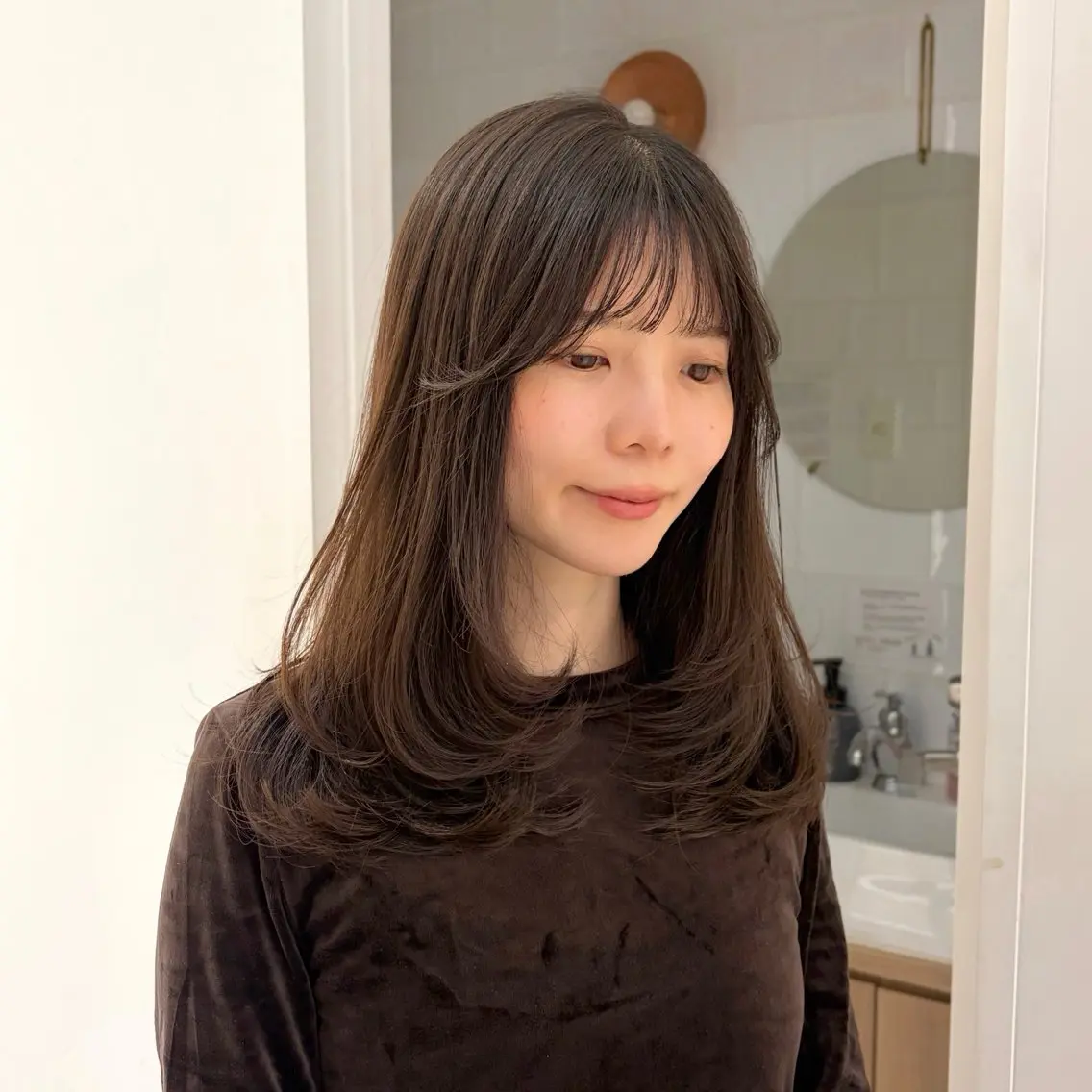小顔見え顔まわりレイヤーカット✂︎の写真