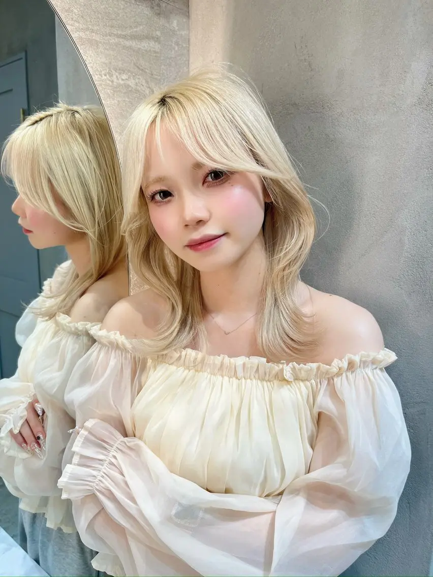 ミディアム カット ヘアカラー トリートメント ヘアセット 小久保美空/縮毛矯正 ミディアム/レイヤーのヘアスタイル
