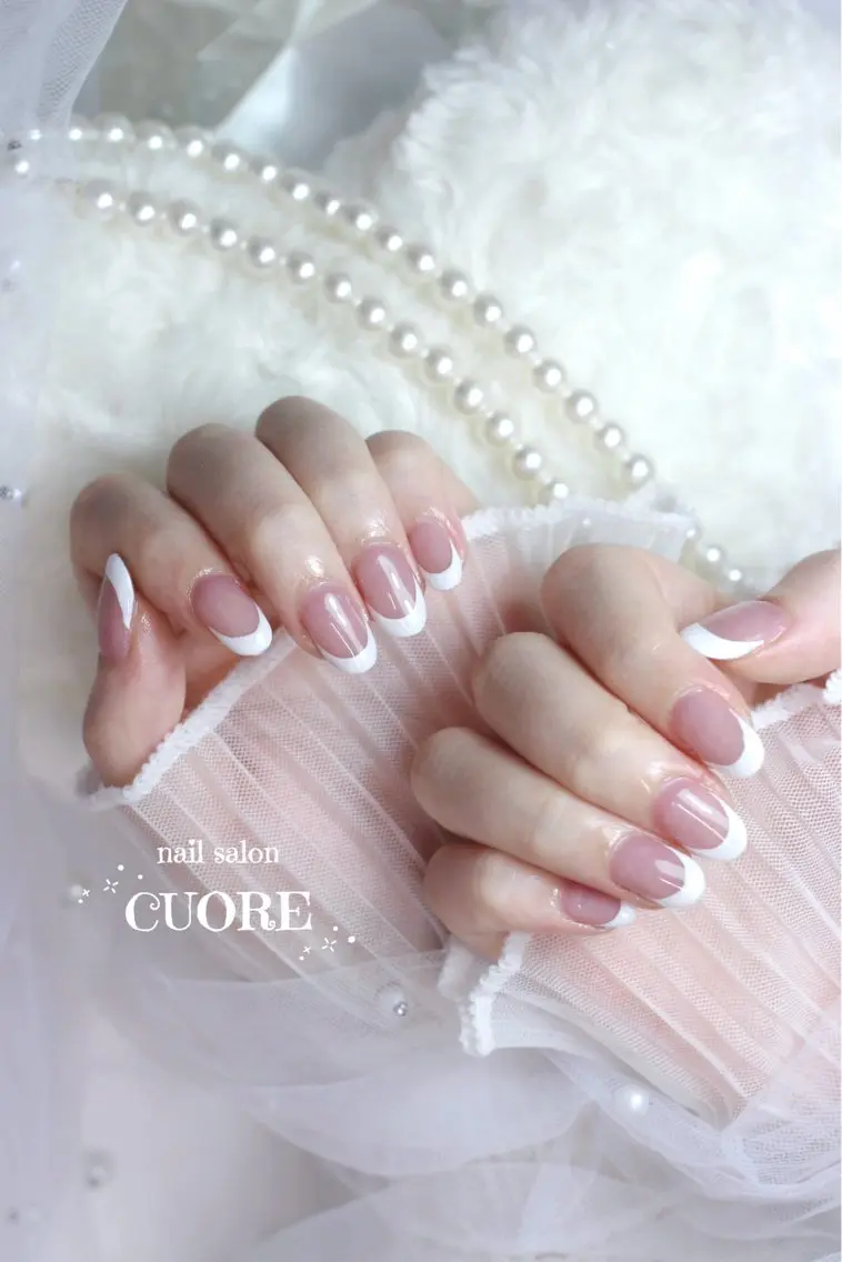ネイル フレンチネイル オフィスネイル シンプルネイル ハンドネイル nail salon CUOREのネイルデザイン
