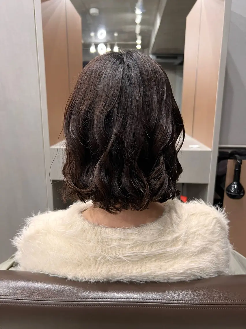ミディアム パーマ ショートボブ/似合 わせショート/表参道のヘアスタイル