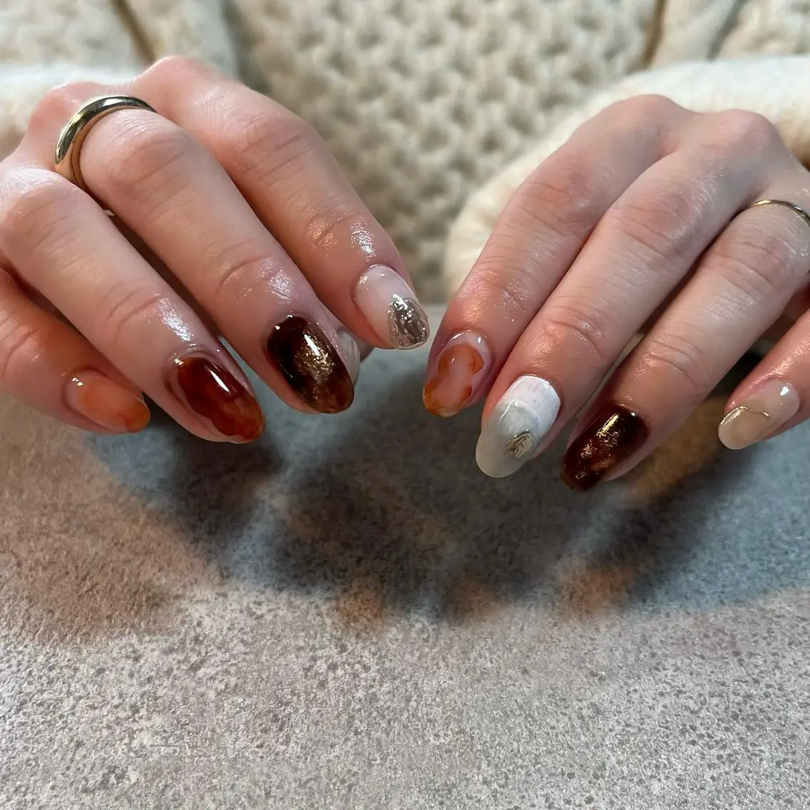 ネイル ブラウン ニュアンスネイル Koa nails.のネイルデザイン